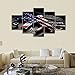 Retro gun American flag Military canvas print art Independence Day home decor wall art pictures for living room 5 panel large poster painting Framed Ready to hang