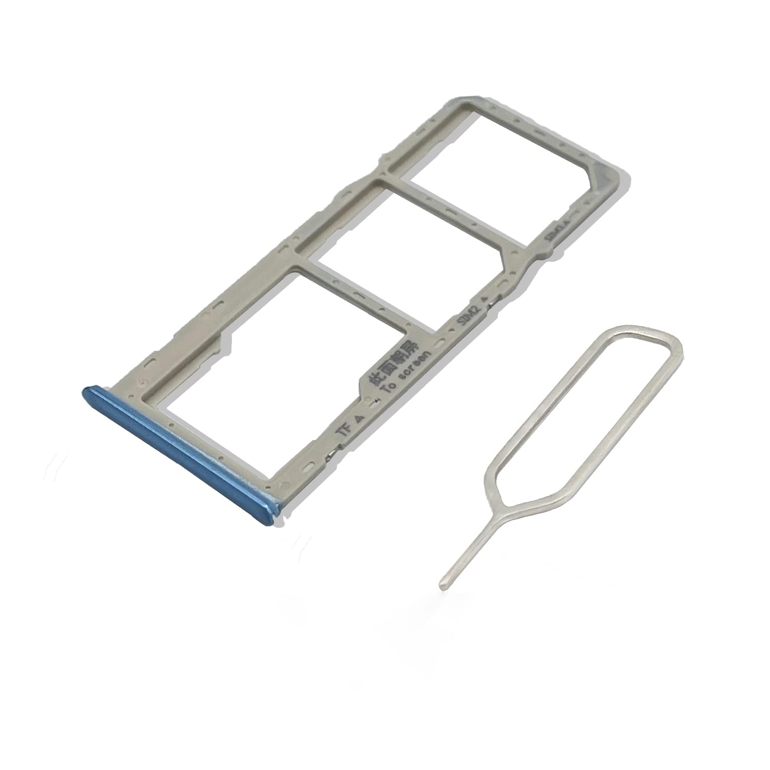Eonpam Original DUAL SIM Card Slot Tray Holder Replacement for (Oppo A15) Incl SIM Pin (Blue)