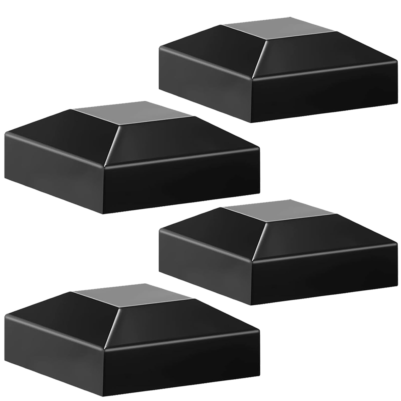 Photo 1 of 2x2 Post Caps – Aluminum Pyramid Caps Fits 2" x 2" Metal Posts, Black Matte Post Covers for Fence, Deck Railing, and Mailbox (4 Pack)