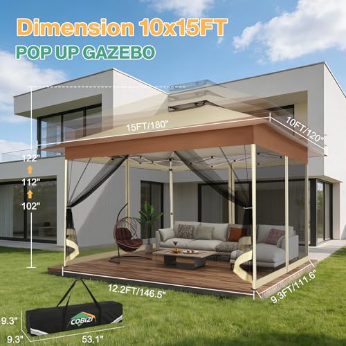 COBIZI 10x15 Pop Up Canopy Gazebo Review: Water-Resistant Shelter with Mosquito Netting image 21