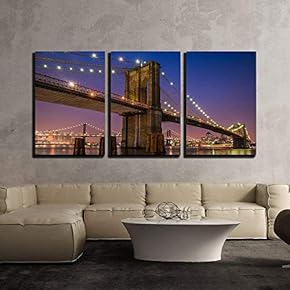 Brooklyn Bridge at Twilight in New York City x3 Panels