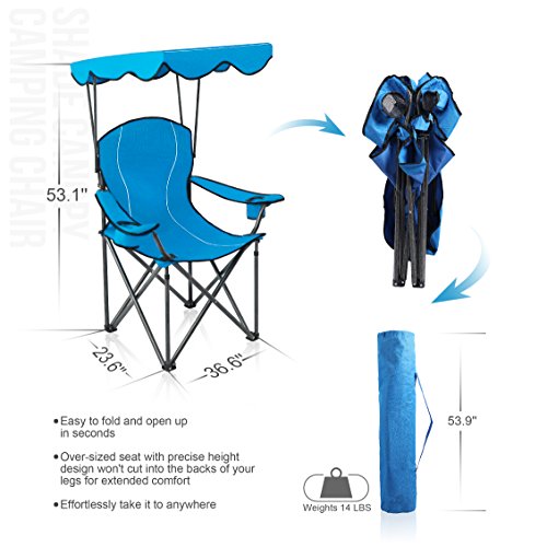 ALPHA CAMP Camp Chairs with Shade Canopy Chair Folding Camping Recliner