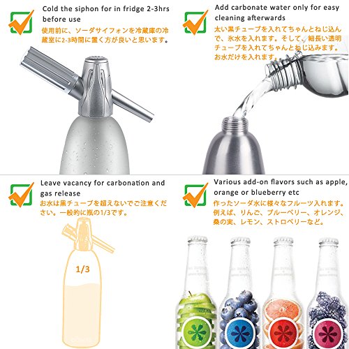 Baskiss Soda Siphon Maker, Making Sparking Water for Juice Drinks Cocktail, 1 Liter
