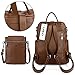 UTO Women Backpack Purse PU Washed Leather Ladies Rucksack Detachable Crossbody Shoulder Bag B Brown