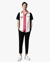 Flamingo Shirt Men Bowling Shirts for Men Print