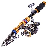 Sougayilang Portable Telescopic Fishing Rod and Reel Combos Travel Spinning Fishing Pole Kits