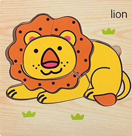 YChoice Educational Puzzle Kids Wooden Educational Puzzle Early Learning Shapes Color Animal Toy Fantastic Gifts Kids(Lion)