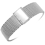 YISUYA 20mm Solid Milanese Mesh Stainless Steel Strap with Hook Buckle Classic Polished Silver Watch Band Straps 2.0cm