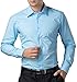 Men's Slim-Fit Wrinkle-Free Solid Cotton Dress Shirt Blue (L) KL-3 CL1044