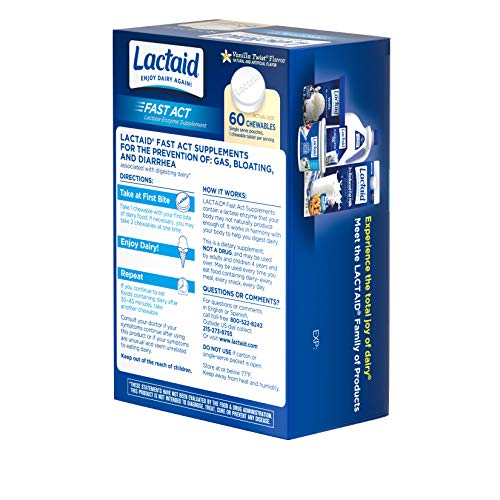 Lactaid Fast Act Lactose Intolerance Relief Chewables with Lactase Enzyme to Prevent Gas