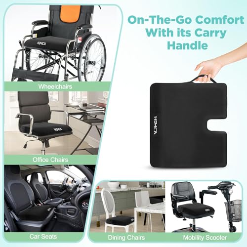 HOMCA Anti-decute Cushion for Wheelchair, Coccyx Memory Foam Cushion, Seat Cushion for Office, Car, Sofa, Home, Relieves Leg Pressures, Relaxation and Comfort, 40 x 45 x 7.5 cm