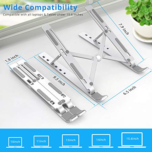 Onvian Laptop Stand, Aluminum Adjustable Laptop Computer Stand Tablet Stand, Foldable Portable Desktop Holder, Fits up to 15.6 inch Laptop and All Tablets - Thumbnail 4
