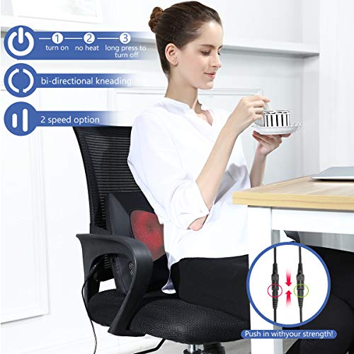 Atsuwell Shiatsu Lower Back Massager with Heat for Chair, Kneading Back Massage Pillow for Back Pain and Numbness Relief in Home Office and Car