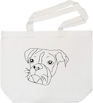 Azeeda Visage De Chien Boxer Sac En Coton Blanc