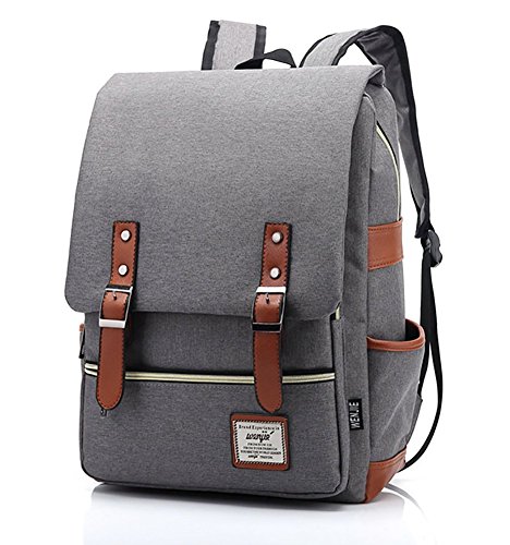 HITOP Preppy Style Casual Unisex Waterproof Oxford School Backpack Rucksack (Grey)