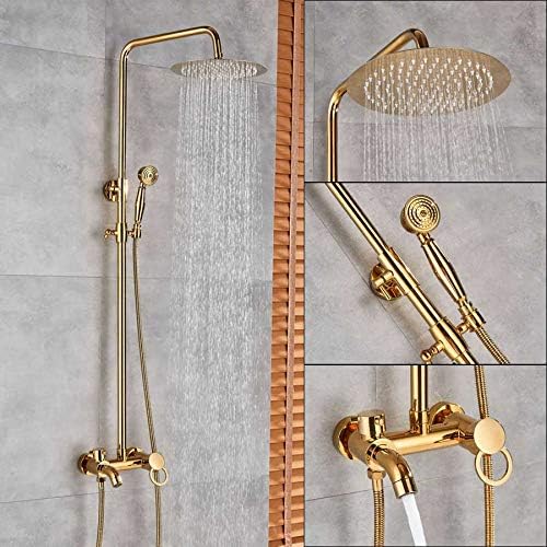 Luxury Golden Bathroom Shower Mixer Taps Wall 8" Rainfall Bath Shower Faucet Set W/Handshower Tub Spout Polished Chrome Golden Type B