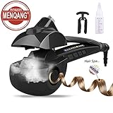 Automatic Hair Steam Curler Ceramic Curling Iron Bar Salon Professional Rotating Styling Steamer Spray Curl Spiral Machine Tool with LED Digital Display (Black)