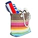PIER 17 Women's Beach Bags | Extra Large Striped Straw Shoulder Tote with Rope Handle Zipper Closure Inner Pockets