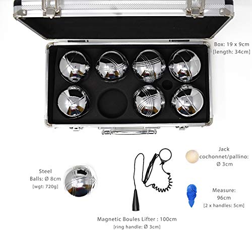 Big Game Hunters Premium 8 Kugel Boules/Petanque Set für 4 Spieler mit Rostchutz in Einer Hochwertigen Metallbox – Bild 7