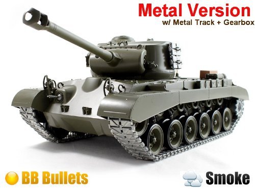 1/16 Remote Control Snow Leopard M26 Air Soft RC Battle Tank Smoke & Sound (Upgrade Version w/ Metal Gear & Tracks) by HengLong