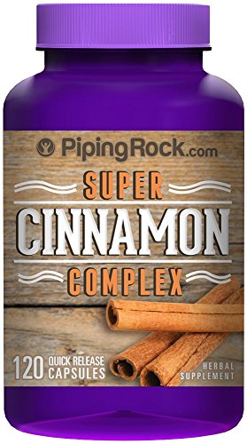 Piping Rock Super Cinnamon Complex with Chromium & Biotin 1500 mg 120 Quick Release Capsules Herbal Supplement