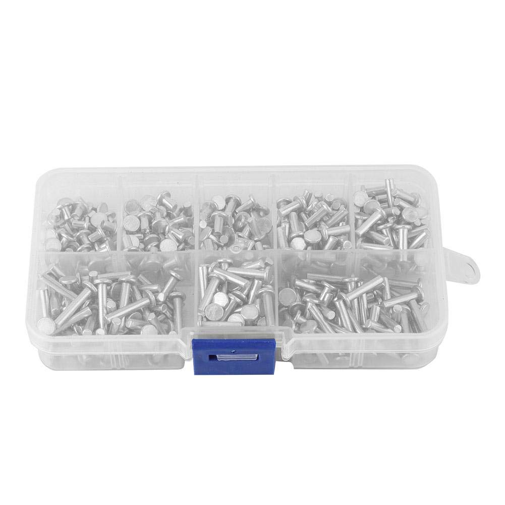 400pcs Rivet Set,Flat Head Aluminum Solid Rivet,Multi-size DIY Metal Craft Repairs Studs Rivet Fasteners Tool,M3 Rivets 4/5/6/8/10/12/14/16mm