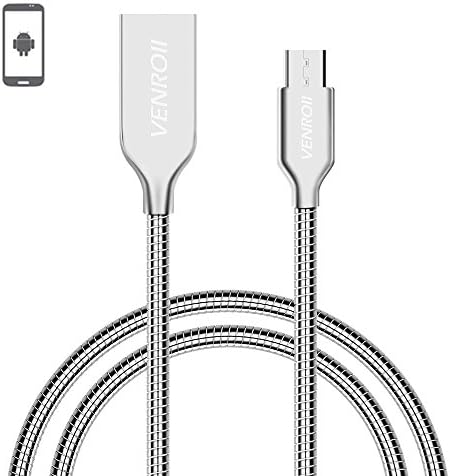 Micro to USB Cable,Venroii 5V/2A Fast Charging &amp; Data Sync Cable for Android Cell Phones,Kirsite One-piece USB &amp; Full body Stainless Steel High Speed Cable for Samsung/Huawei/Xiaomi(1m/3feet,Silver)