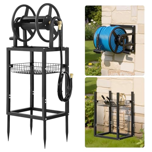 VEVOR Garden Hose Reel Freestanding & Wall Mount, Holds 125 ft… at Amazon