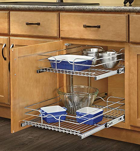 Rev-a-Shelf 5WB2-1822-CR 17.75in x 22in Double Pullout Wire Basket (Renewed)