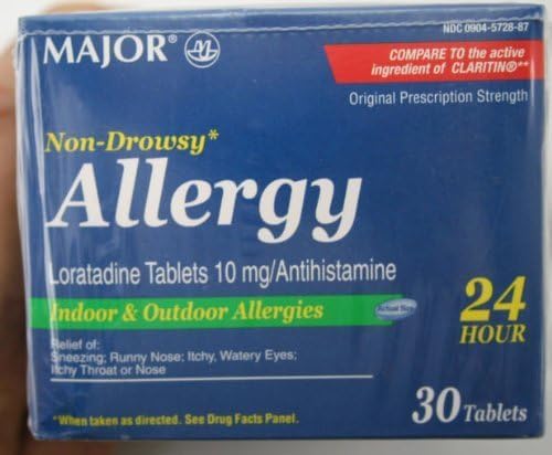 Loratadine 10mg Anthistamine Major Allergy Tablets 3 Boxes 30 Tablets (90) by Major Allergy Tablets