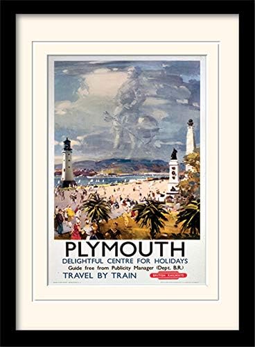 National Railway Museum Plymouth (1) Mounted & Framed 30 x 40cm Print, MDF, Multi-Colour, 42 x 32 x 2.4 cm