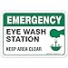 Eye Wash Station Signs, Emergency Sign, 10x7 Rust Free Aluminum, Weather/Fade Resistant, Easy Mounting, Indoor/Outdoor Use, Made in USA