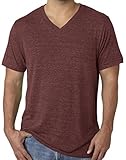 Mens Tri Blend V-neck Tee Shirt, XL Maroon