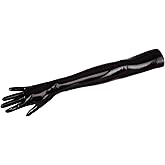 EXLATEX Women's Latex Black Long Gloves Outfits (Small, Black)