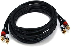Monoprice 105347 10-Feet 22AWG Premium 2 RCA Plug to 2 RCA Plug Audio Cable, Black