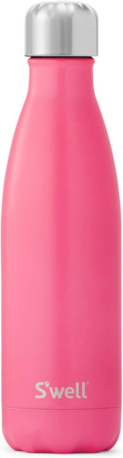S'well Stainless Steel Water Bottle - 17 Fl Oz - Bikini Pink - Triple-Layered Vacuum-Insulated Containers Keeps Drinks Cold for 36 Hours and Hot for 18 - BPA-Free - Perfect for the Go