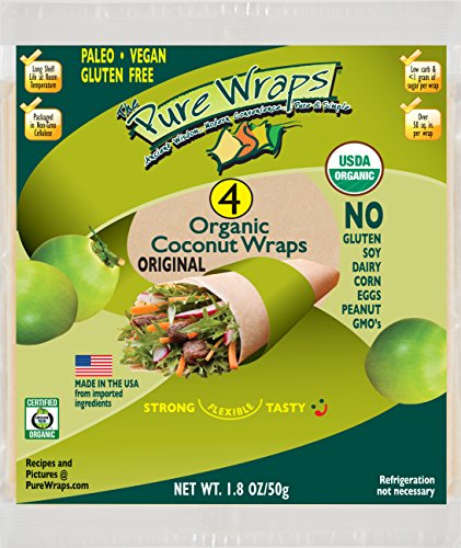 Organic Coconut Wraps Pure Wraps, Paleo & Vegan 4 Count