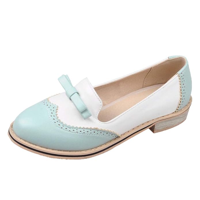 Vitalo Damen Vintage Rockabilly Pumps Flach mit Ohne Riemchen und Schleife Slip on Bequeme Loafer Schuhe