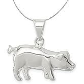 The Black Bow Sterling Silver 2D Polished Pig Necklace