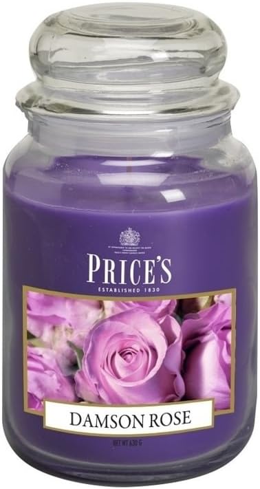 Price's - Damson Rose Large Jar Candle - Sweet, Delicious, Quality Fragrance - Long Lasting Scent - Up to 150 Hour Burn Time