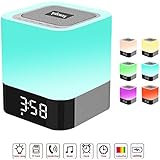 Pakway All-in-one Bluetooth Speaker with Multicolor Night Light Lamp, Alarm Clock, Hands-free Calls,MP3 Player Function (White Plus)