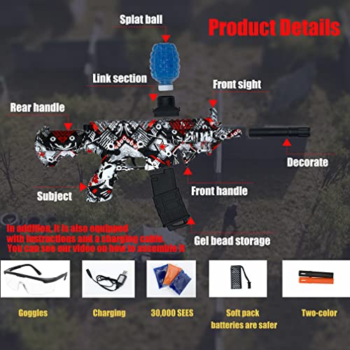 Gel Blaster - ZoffyFabrizio Gel Gun with 30000 Water Pellet Gun, Suitable for Outdoor Activities-Team Game-Optimal Children\'s Gifts12+ (Red)