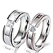 LALOPEZ Korean Version Of Zircon Inlaid Titanium Steel Couple Ring