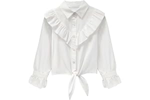 LIONJIE Girls Sleeveless Plaid Button Down Shirt Summer Crop Tops Tie Knot Ruffle Sleeve Shirt Blouse 3-12Y