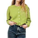 Cardigan Sweaters for Women Casual Button Down Long Sleeve Crewneck Sweaters Going Out Lightweight Knit Pullover Tops