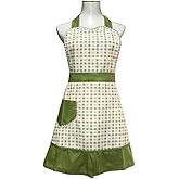 Love Potato Cute Lovely Unique Design Women Girls Ladies Retro Apron with Chic Pocket for Cooking Kitchen, Green