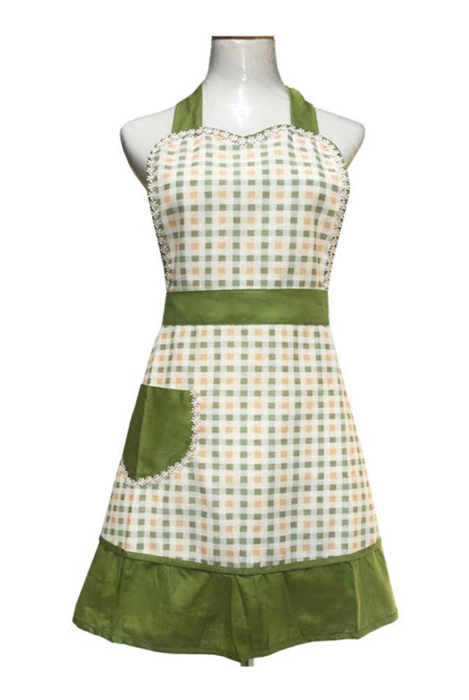 Love Potato Cute Lovely Unique Design Women Girls Ladies Retro Apron with Chic Pocket for Cooking Kitchen, Green