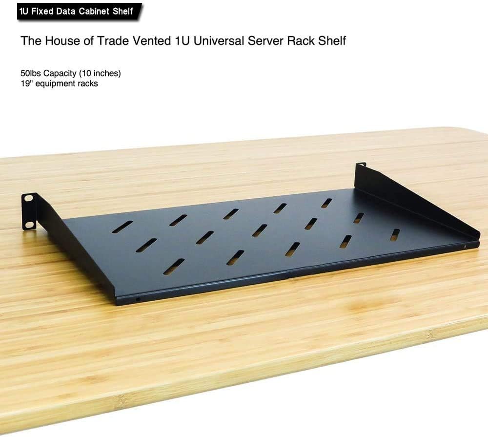 1U Rack Shelf – Adjustable 10″ Deep – Steel – Vented Rack Shelf – Rack ...