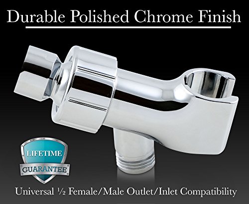 ShowerMaxx | Shower Head Holder in Polished Chrome Finish | Mount for Handheld Showerheads | Arm Bracket with Swivel Ball Connector | Adjustable Universal 1/2 in Male Female Shower Heads Wall Mount - Thumbnail 5