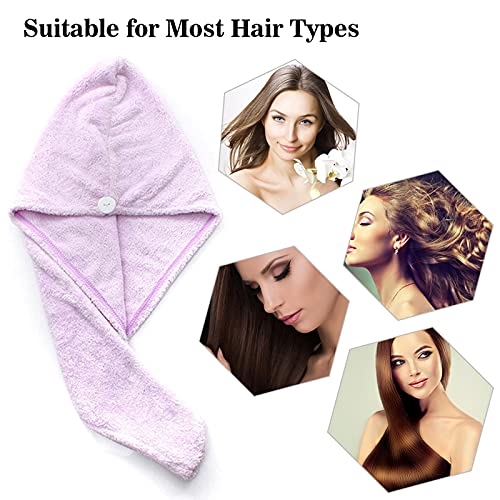 3er Pack Haarwaschset 2 Haartuchwickel Hohe Wasseraufnahmefähigkeit & Shampoo-Kamm für Mädchen & Frauen Langes dickes lockiges Haar